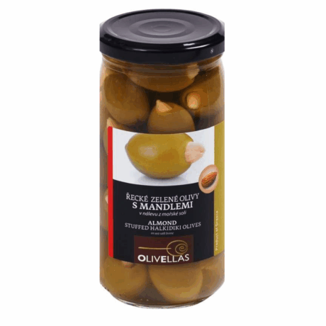 Olives 380g green with almonds Olivell Olivellas, Greek olives